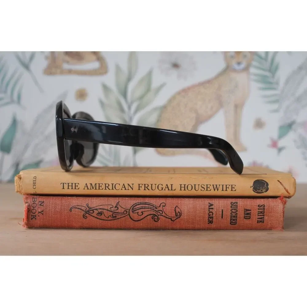 Vintage 1960s Mod Sunglasses France Thick Ebony Tone Frames MCM Retro NOS